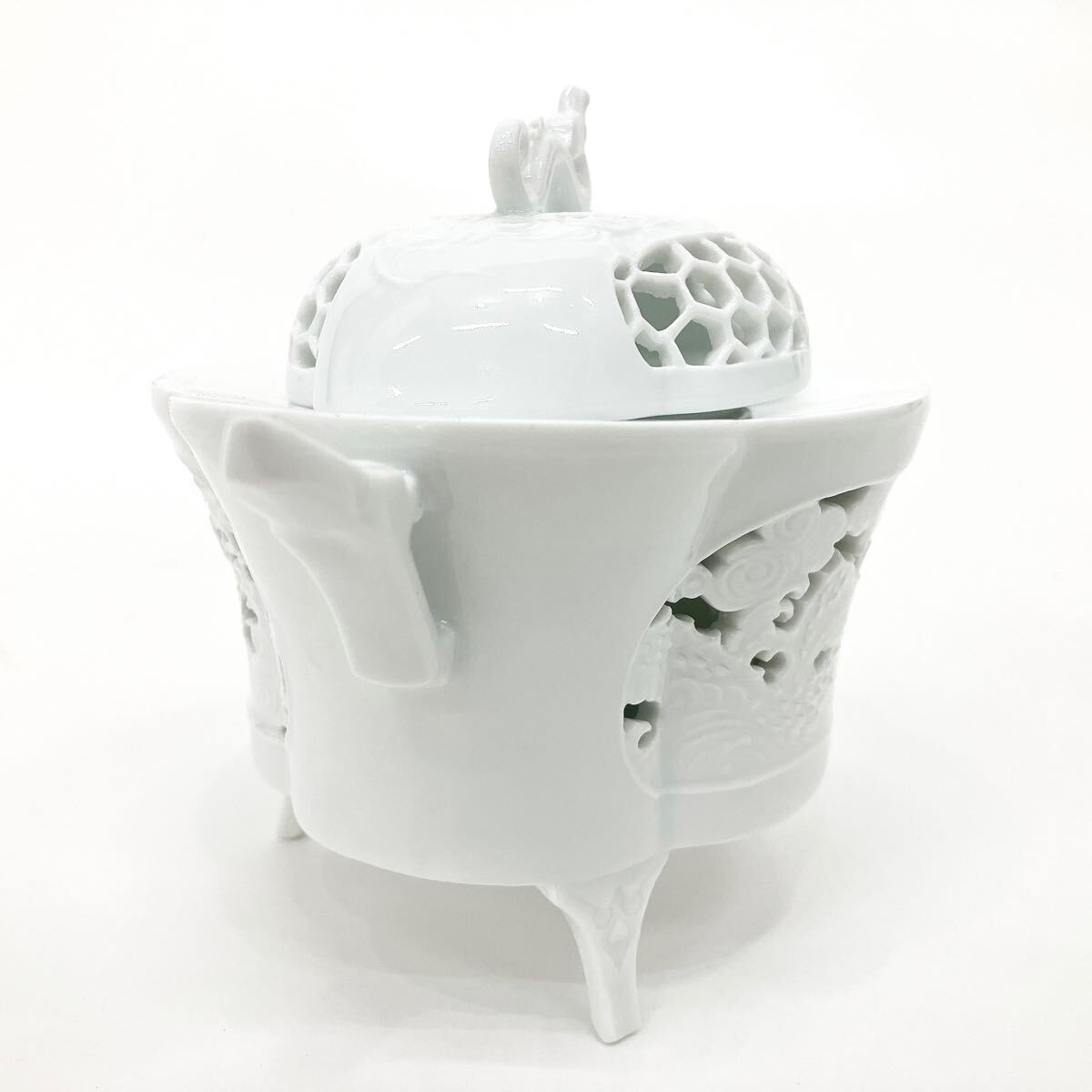 未使用】 杉原一壷作 白磁 香炉 唐草透 三つ足 香道具 Yahoo!