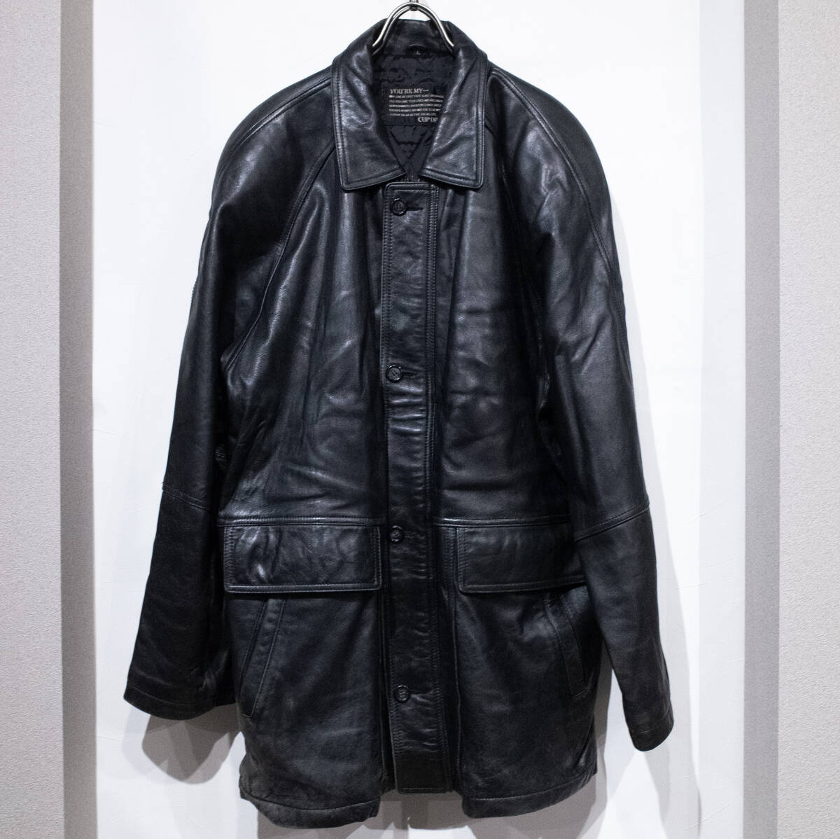 L / 80s 90s UNKNOWN 羊革 ビンテージ レザー ハーフコート レザー