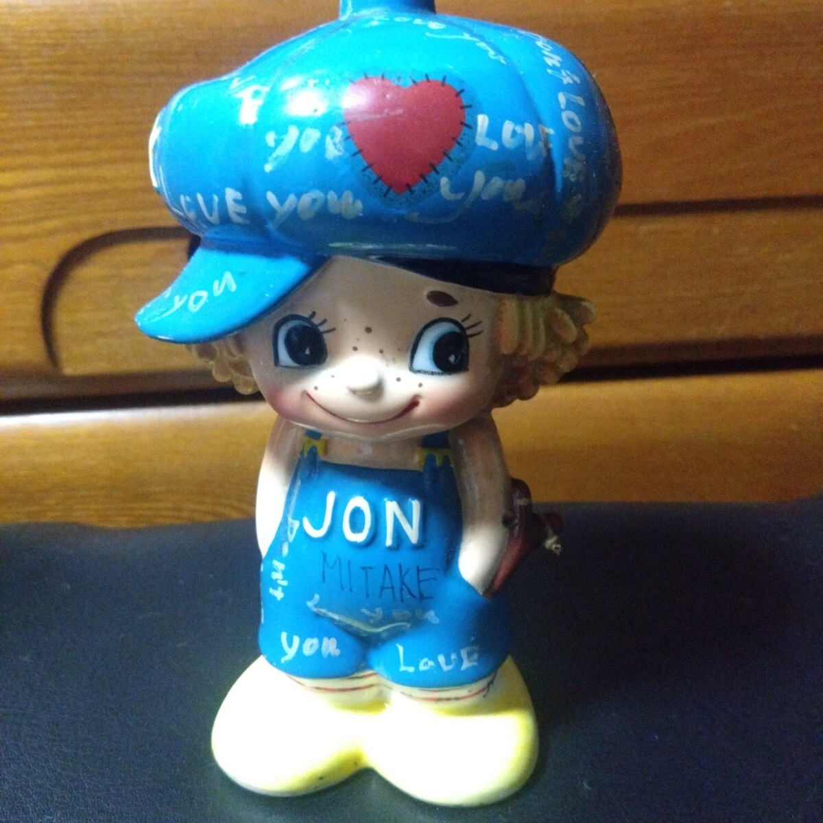 貯金箱 当時物 昭和 レトロ 内藤ルネ JON 陶器 白 高さ約17㎝