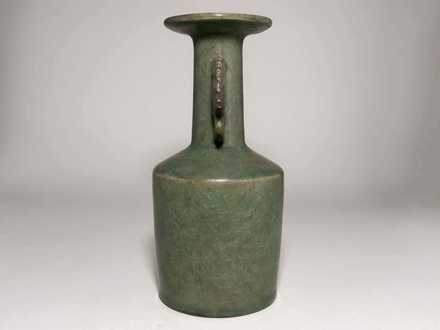 緑屋f□ 中国古玩 辰砂釉 花瓶 大清康煕年製 木箱