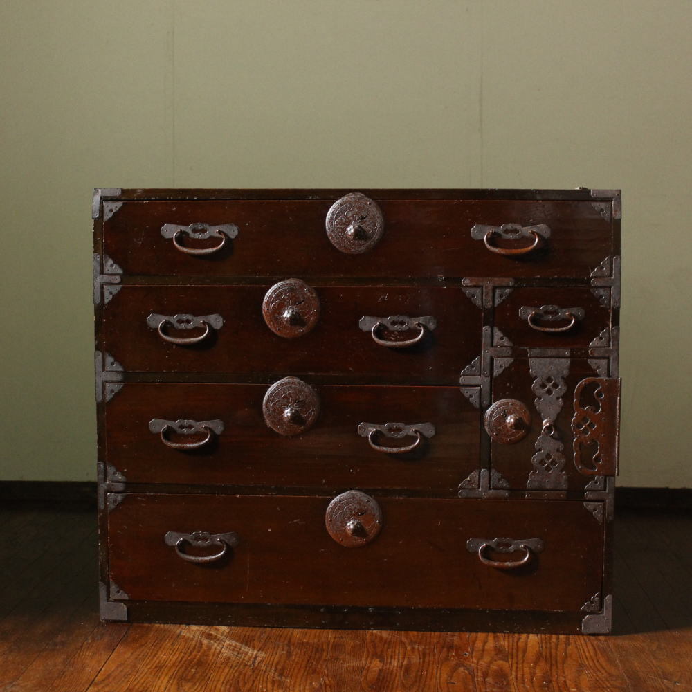 ② □箪笥 引き出し 時代箪笥 レトロ アンティーク家具 和家具 骨董 古