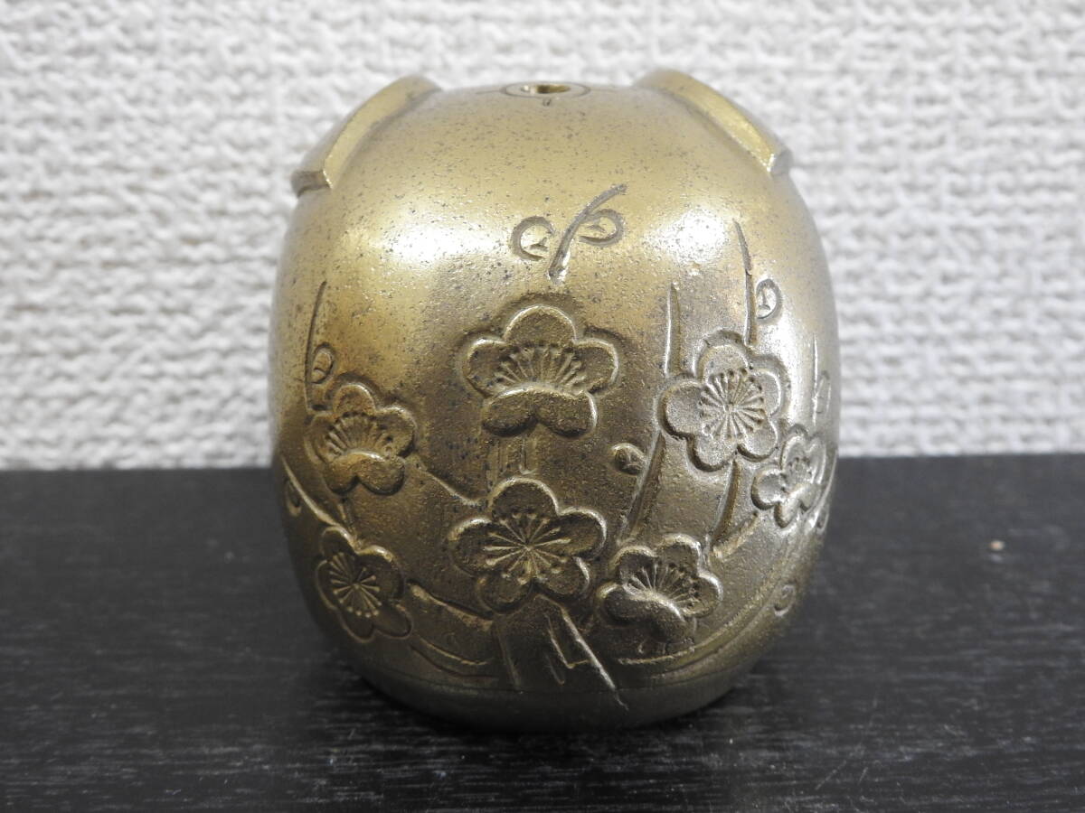 蓮田修吾郎 黄銅丁卯香炉 花咲兎 共箱 OY742