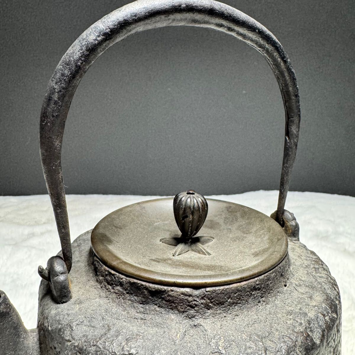 茶道具龍文堂造 鉄瓶時代物