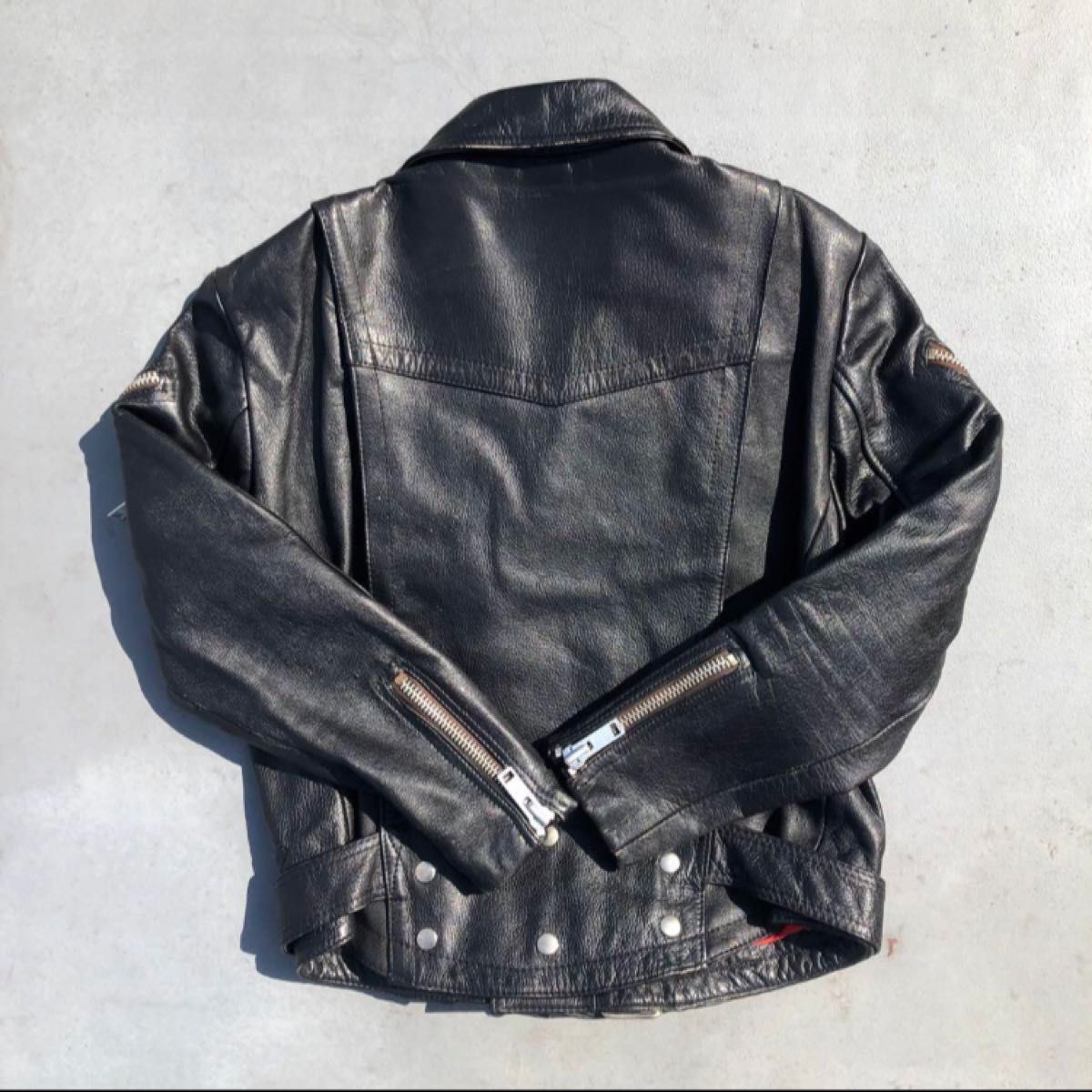 90s ブランド名不明 ビンテージ 肉厚 ダブルライダースジャケット