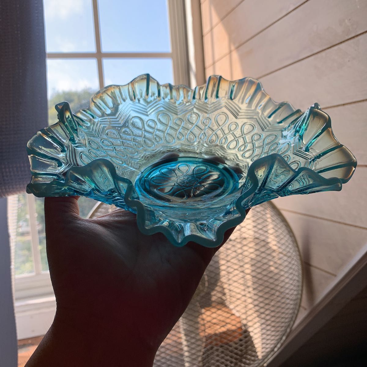 美品 ジェファーソン社 ブルー オパールセント ラッフル フリル ボウル