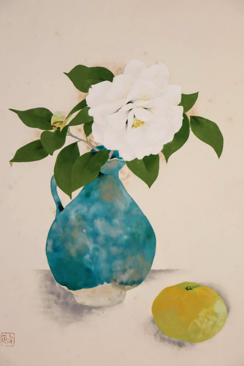 Yahoo!オークション - 真作 松岡政信 日本画「花と果」画寸 8号 和歌山