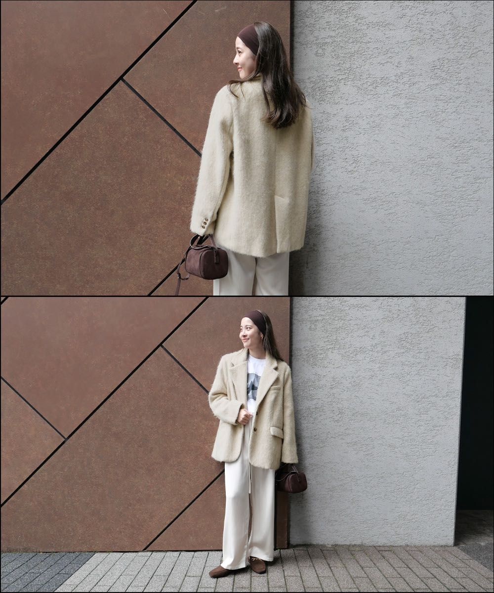 新品未使用タグ付Basementonline モヘア シャギージャケットコート