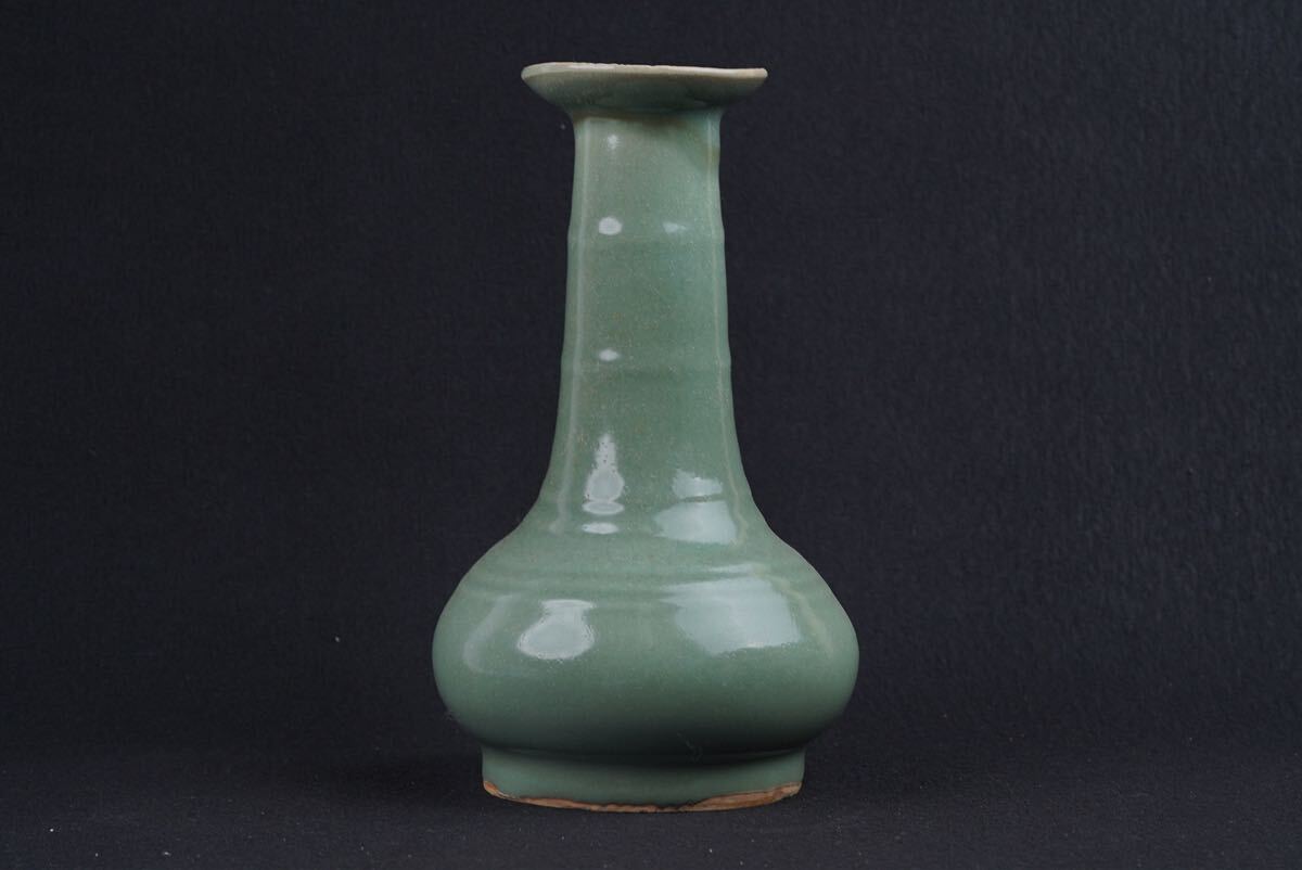 竹河 中国古美術 中国 宋代 龍泉窯 青磁 花瓶 花器 花入 古玩 骨董 時代物