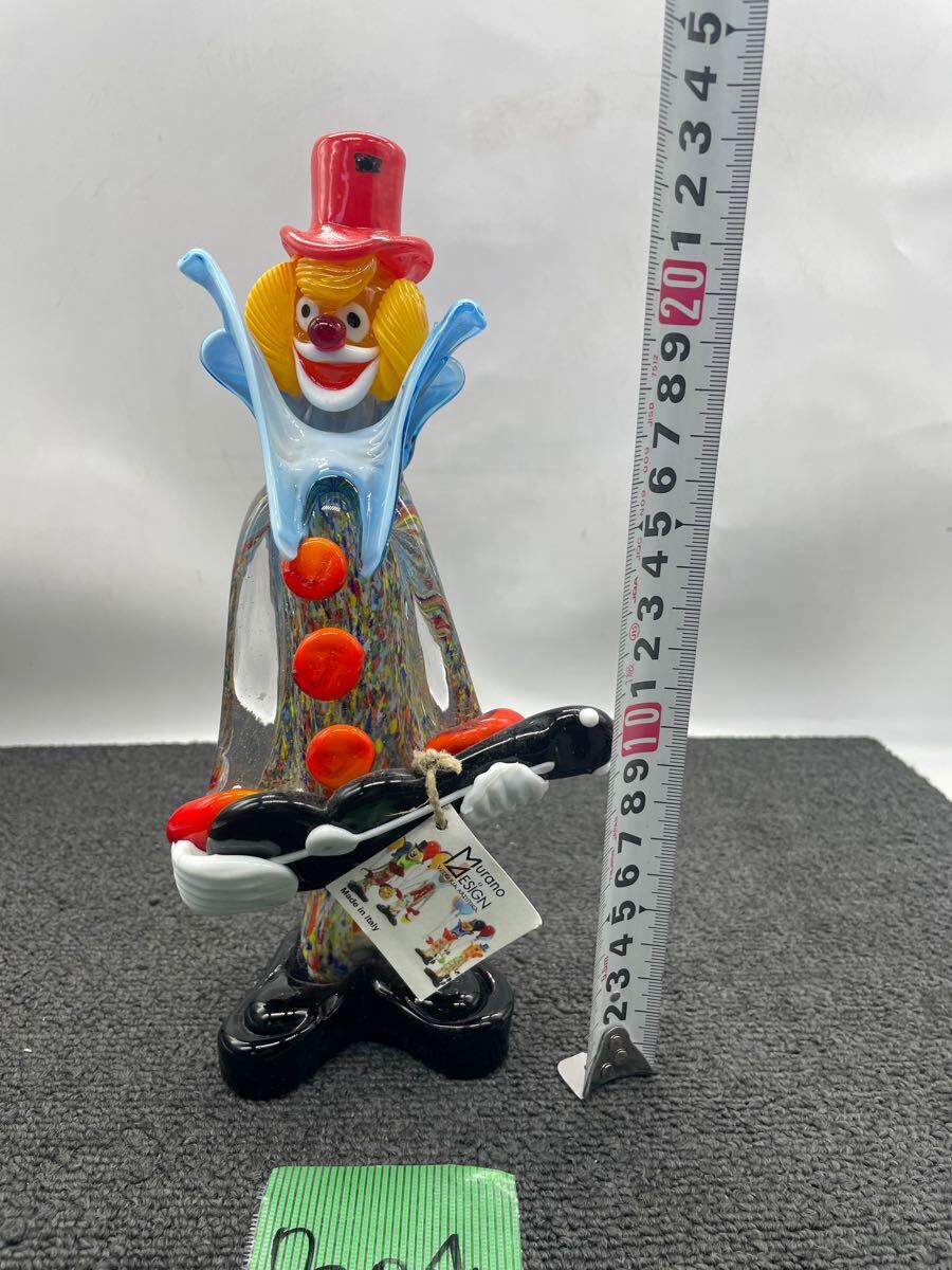 イタリア MURANO ベネチアンガラス ムラーノガラス ピエロ置物 23cm