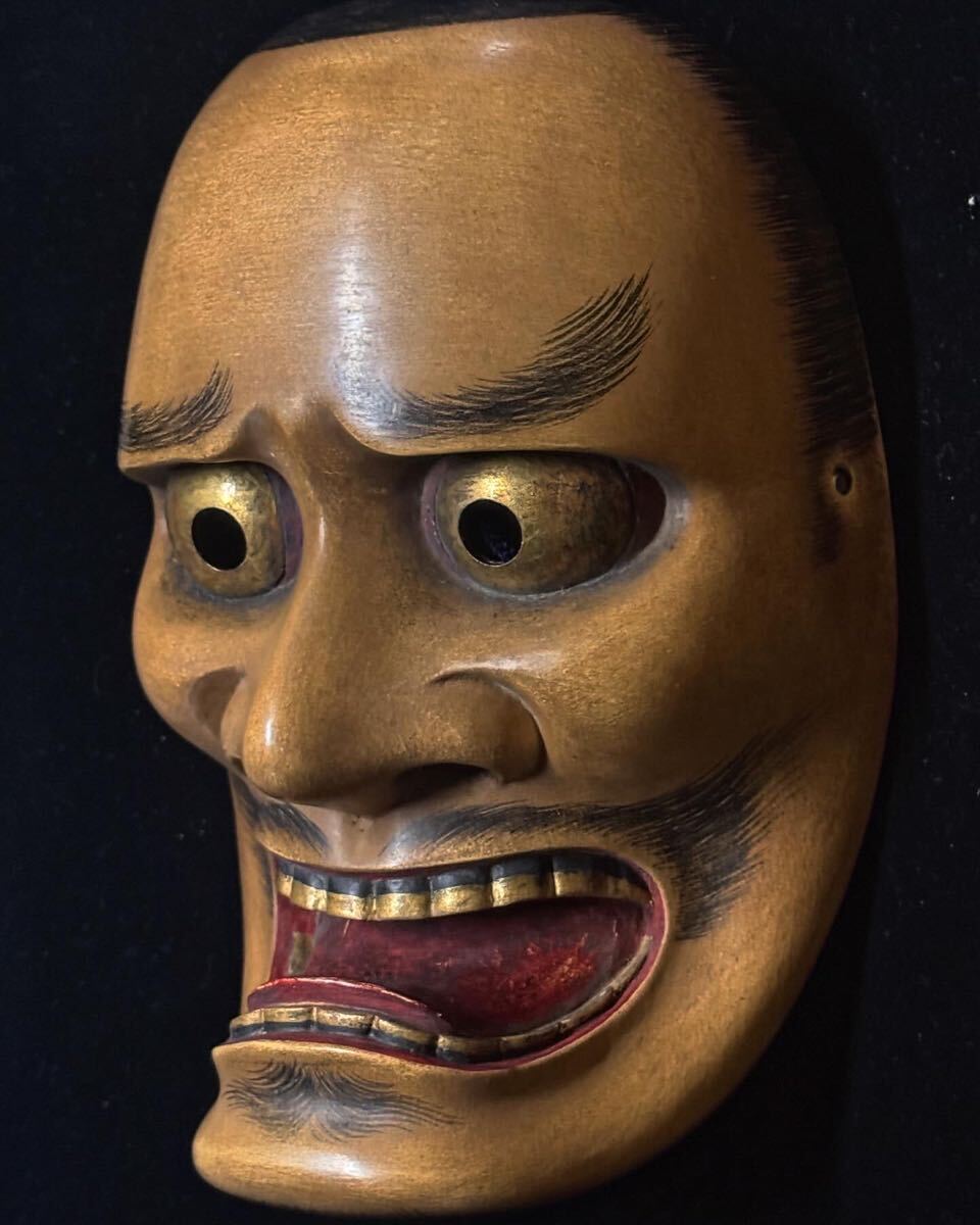 Yahoo!オークション - 【古美術】能面 黒髭 木彫り 神楽面 狂言面 鬼面