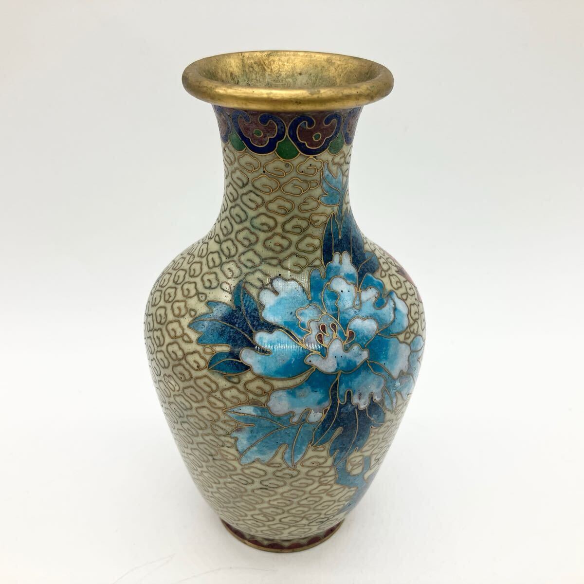 専用】中国美術 七宝焼 金彩 花鳥図 梅に時鳥 大花瓶 花器 花詰