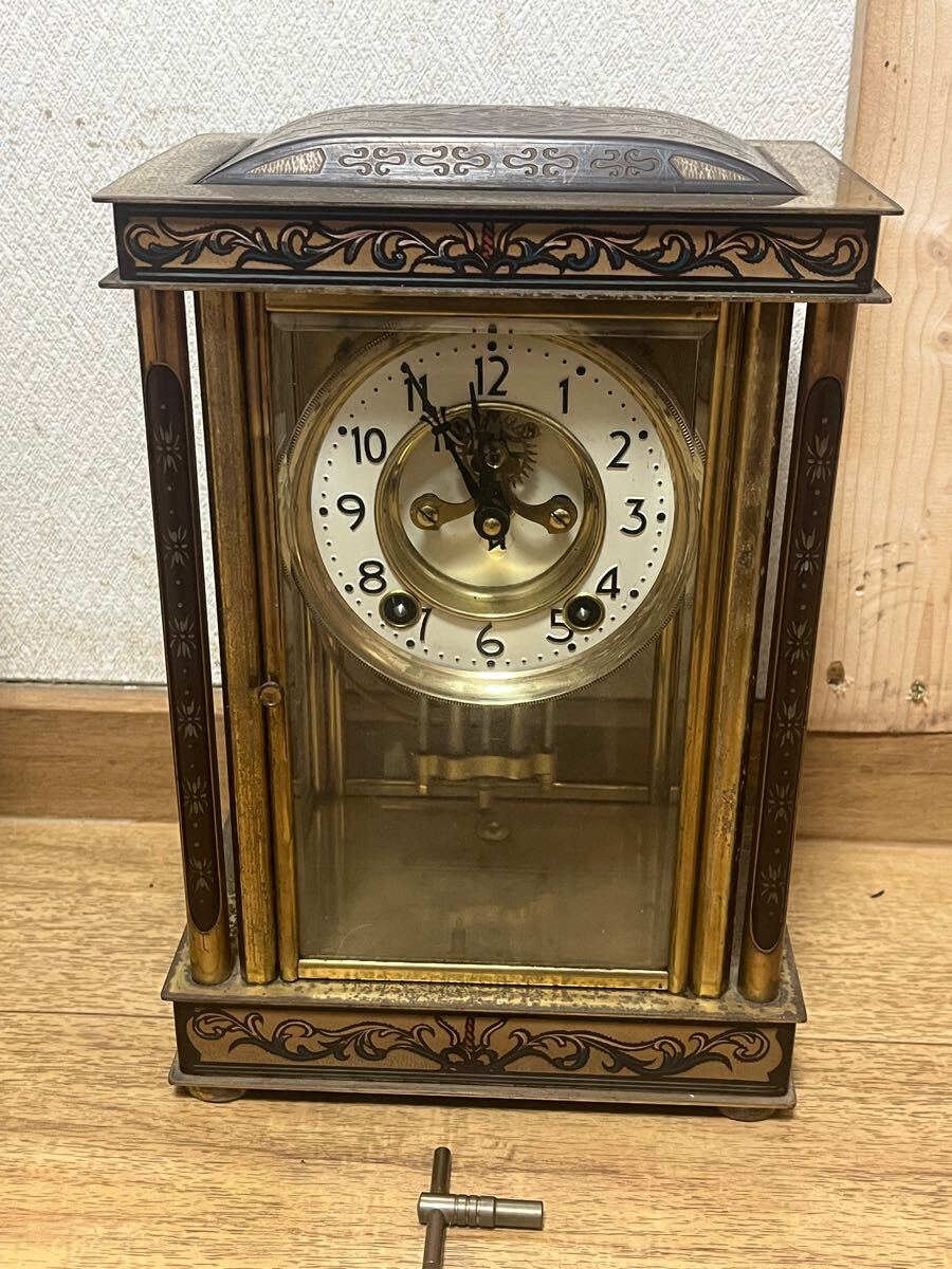 日本美術時計株式会社 Nマーク 振り子時計 水銀時計 置時計 四面ガラス