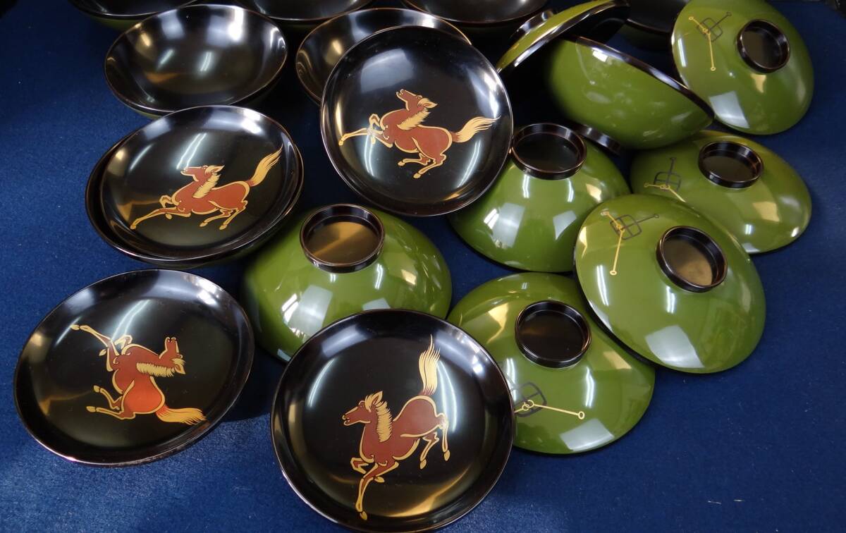 漆器 輪島塗 沈金 蒔絵 木製 皿 10客 美品です。木製・輪島真塗り 沈金