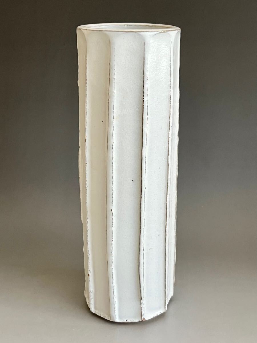 人間国宝 清水卯一 白釉 花器 花入 花瓶(花器、壷)｜売買され