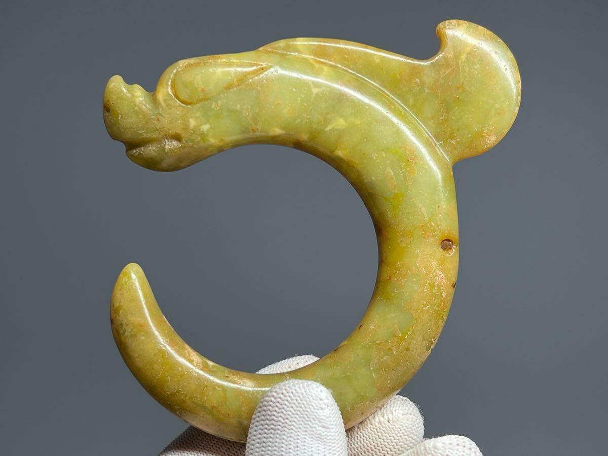 古美術 中国古玉 玉豚竜 紅山文化 C型 玉礼器 祭祀