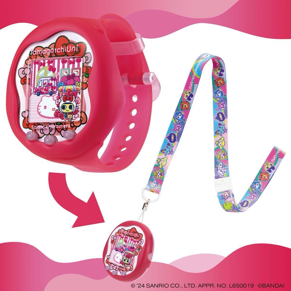バンダイ たまごっちみーつ サンリオ ピンク＆ネックストラップ2点