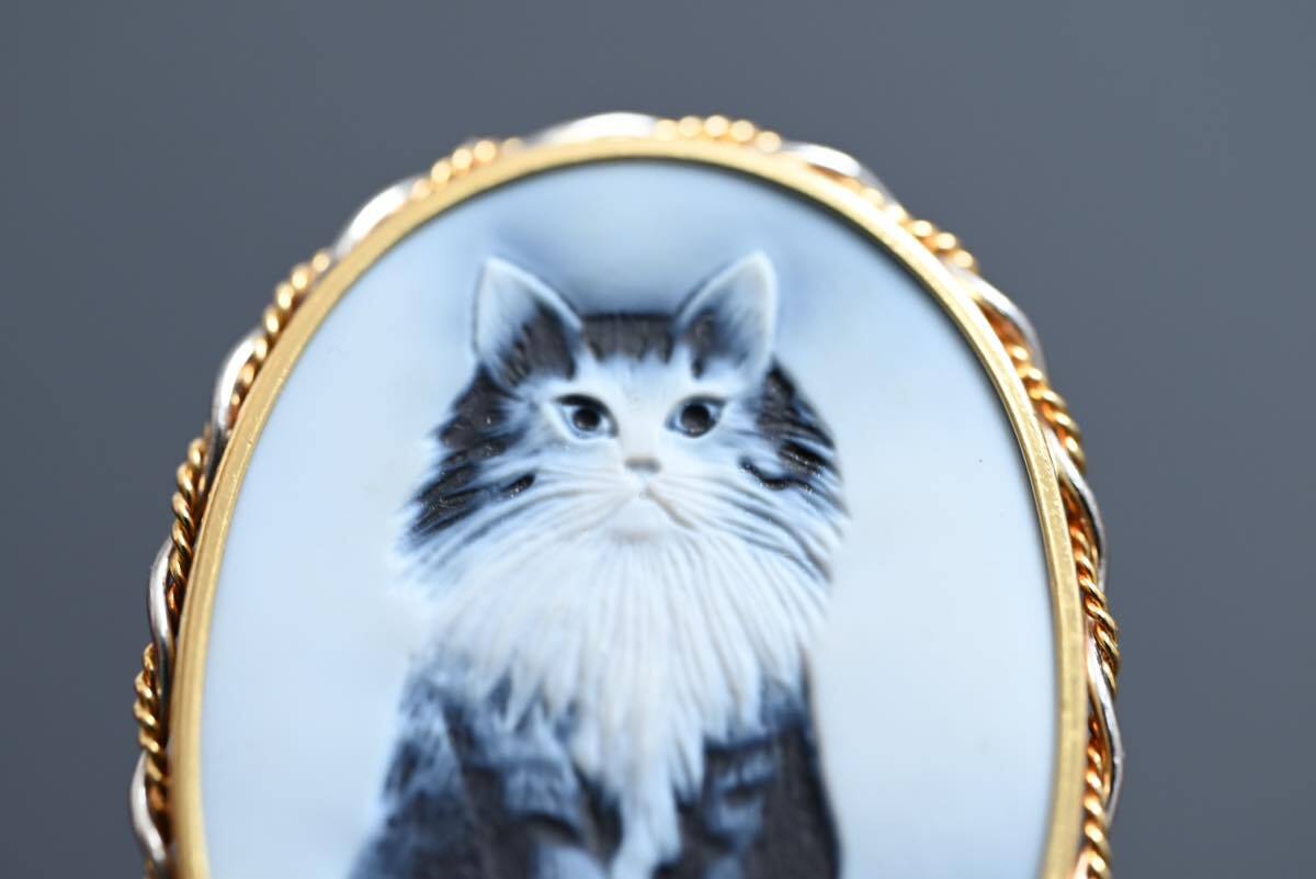 金18 カメオ 猫 金18 カメオ猫