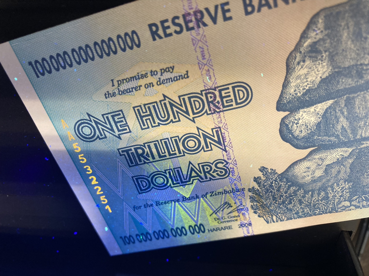 保証書付！ジンバブエ 紙幣 100兆 ジンバブエドル紙幣 1枚 外貨 J-2_2