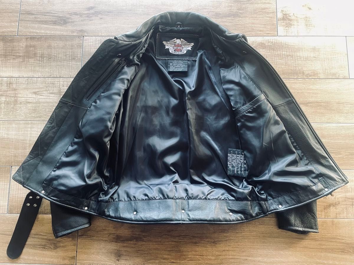 美品】 背中レア刺繍 ハーレー ダビッドソン 純正 本革 レザー