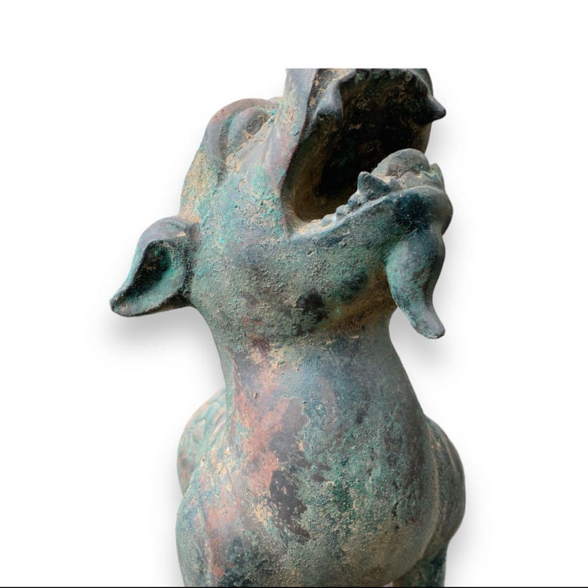 時代青銅製 金工細工 小鳥持ち手 燭台 銅蝋 置物 オブジェ 古美術