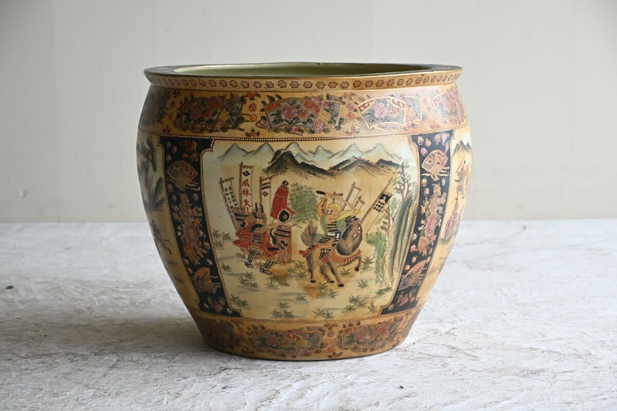 古美術】大型 火鉢 金魚鉢 睡蓮鉢 中国 陶磁器 ディスプレイ