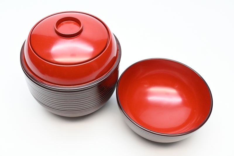 隅切三段重（内朱） - 大館工芸社 未使用 懐石道具 木製溜塗