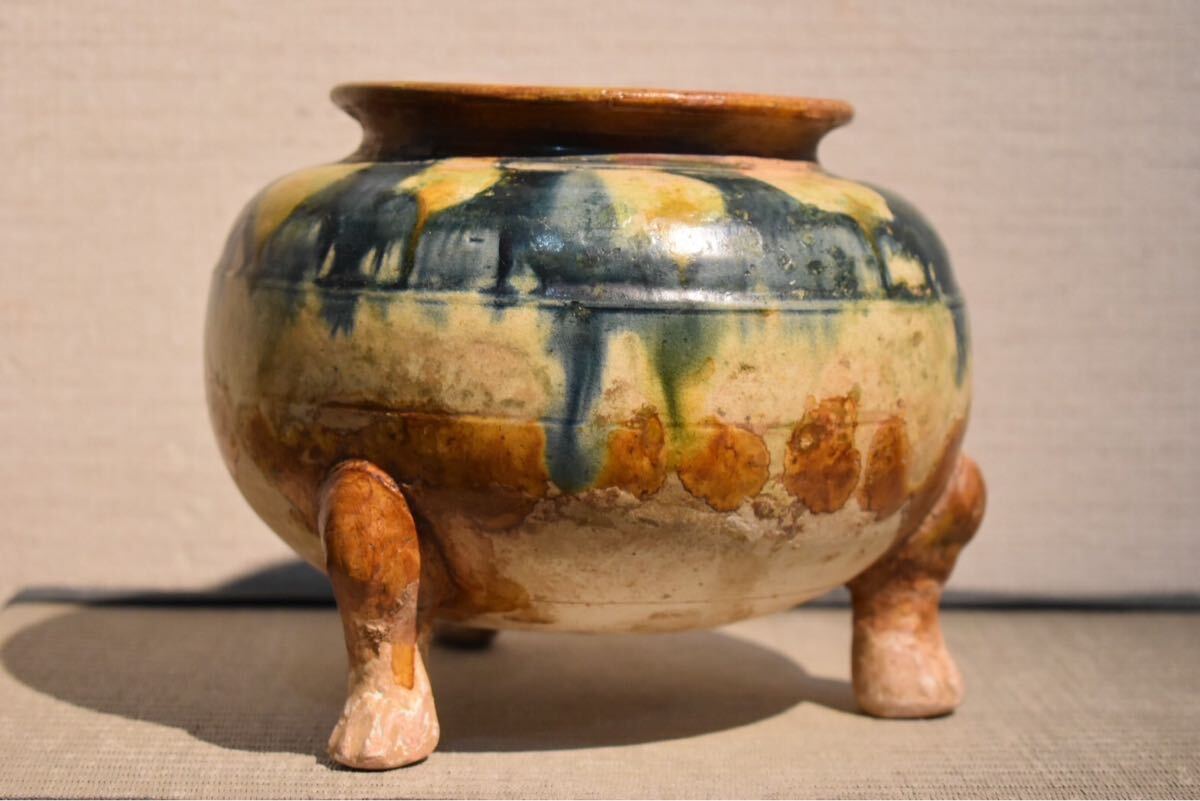 中国漢時代 灰陶加彩方壷 共箱 高さ43㎝ タカサニ