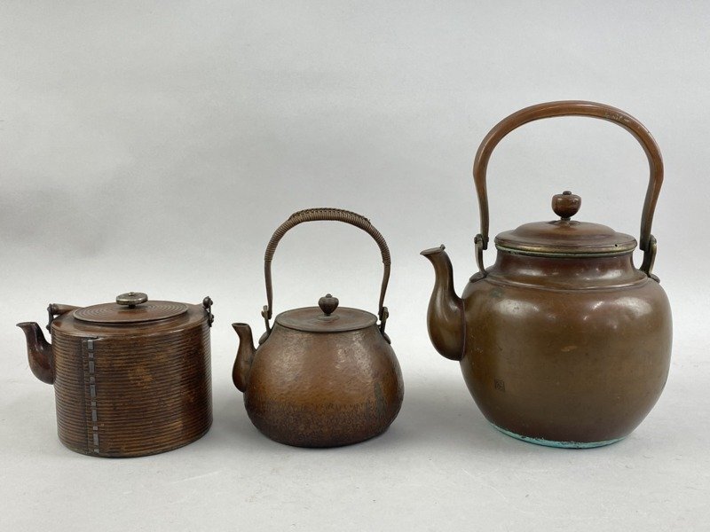 イ491 鉄瓶『銅蓋独楽形鉄瓶』湯沸薬缶茶道具煎茶