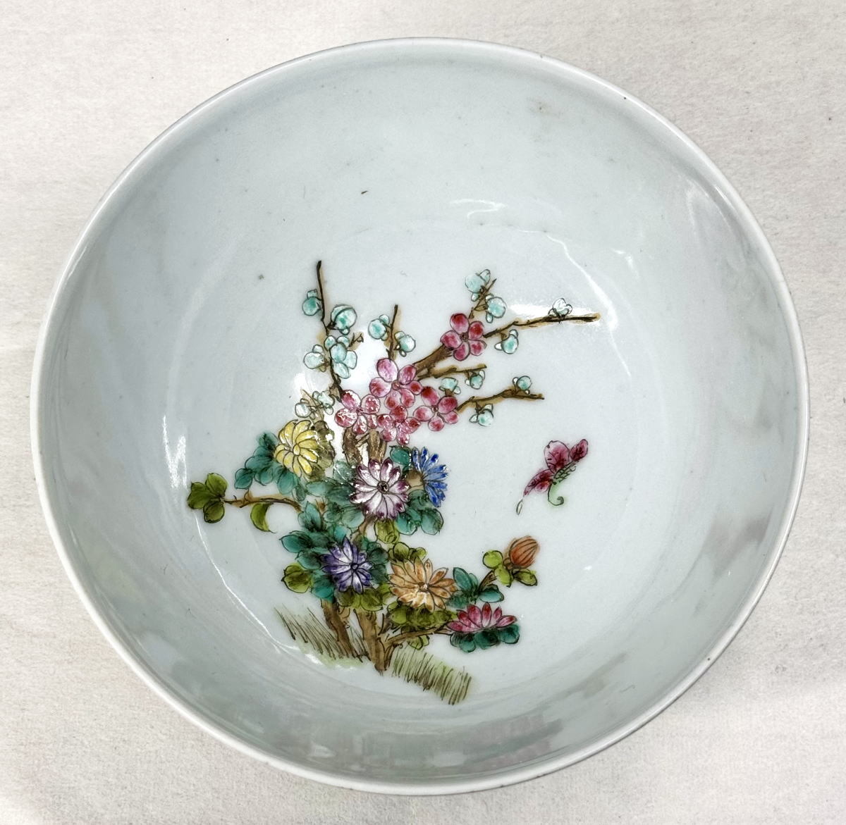 中国骨董 康熈御製 粉彩 纏枝花紋 魚 蝙蝠 粉彩茶碗 中国古玩 中国骨董