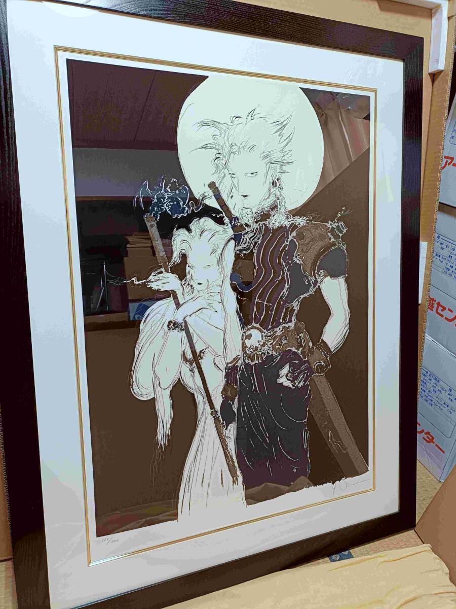 天野喜孝 【月の猫】 版画 リトグラフ 額装 直筆サイン アールビバン社