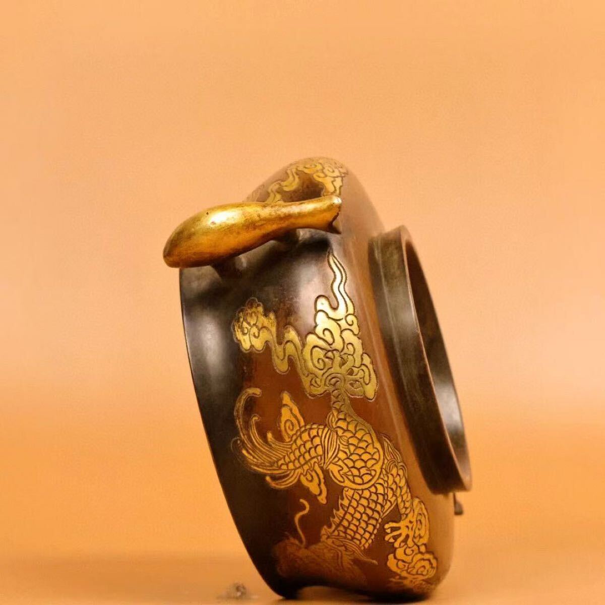 中国古美術•文房具•清時代蓝釉香炉：XG44-1 中国古美術