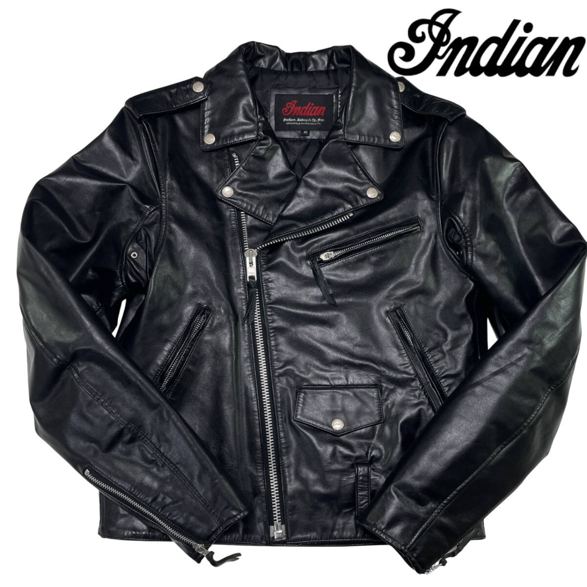 美品 INDIAN MOTORCYCLE 馬革 ダブルライダースジャケット ( サイズ40