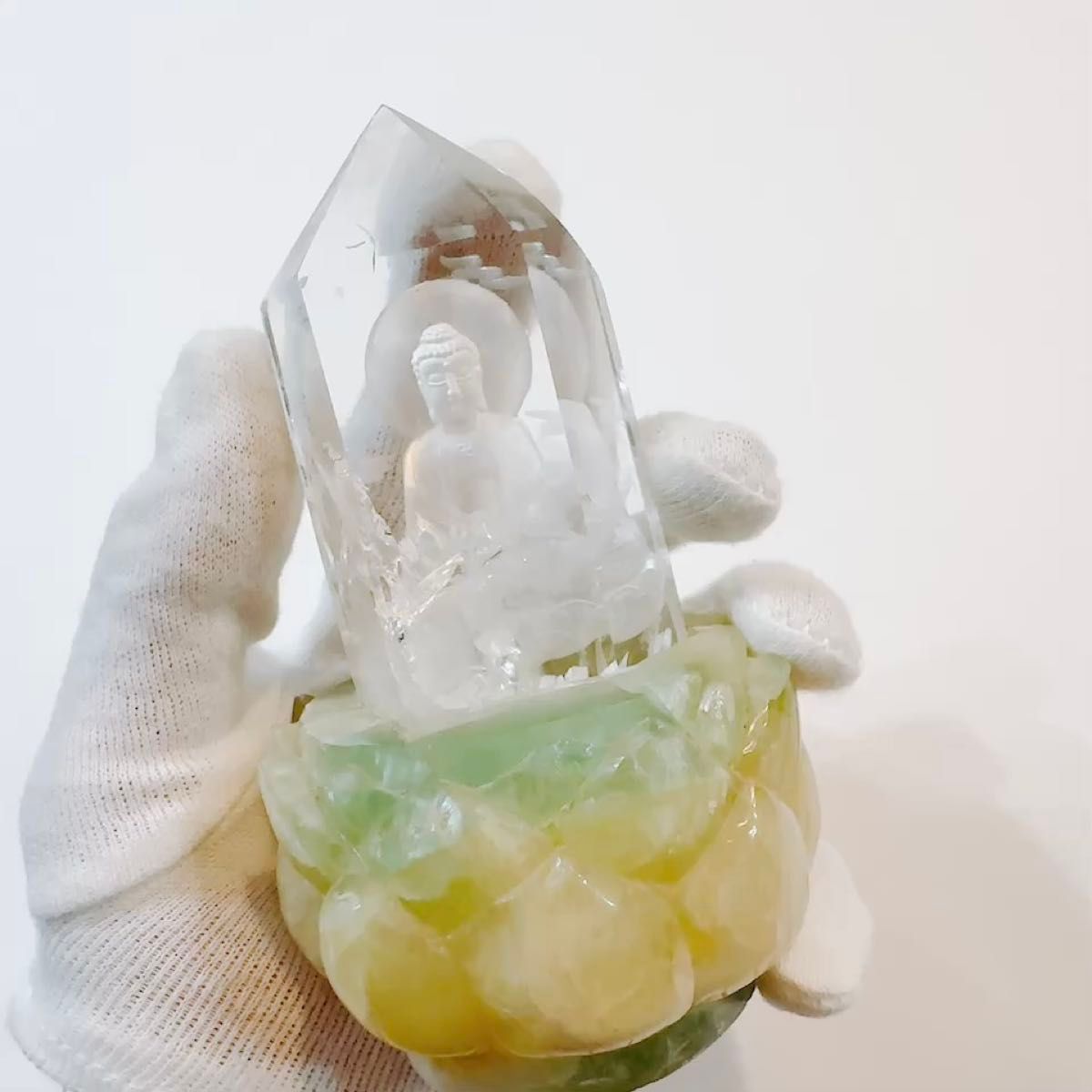 新品】天然 本翡翠 仏像 彫刻品 宝石 全長3.8cm 2体セット