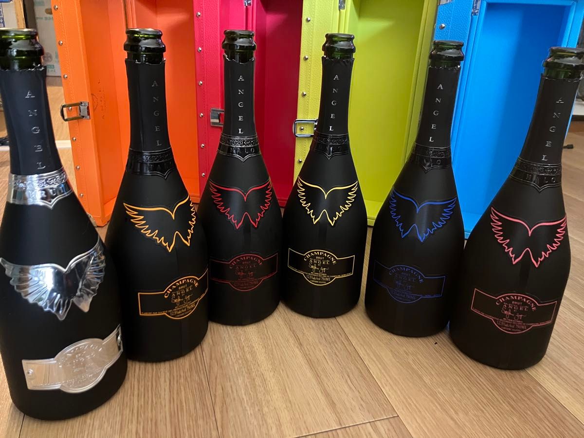 エンジェルシャンパン 空瓶+ケース 6色セット ANGEL エンジェル