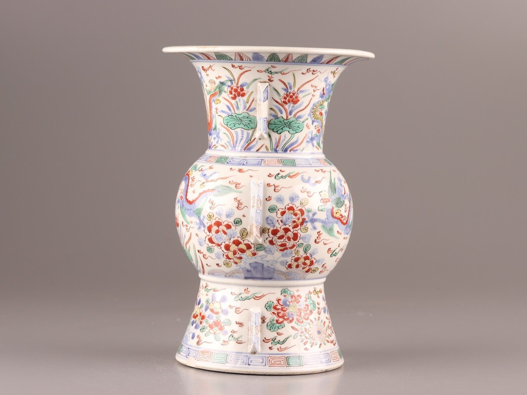 時代物中国美術中国古玩明代明時代五彩魚藻文壺大明萬暦年製花瓶花入