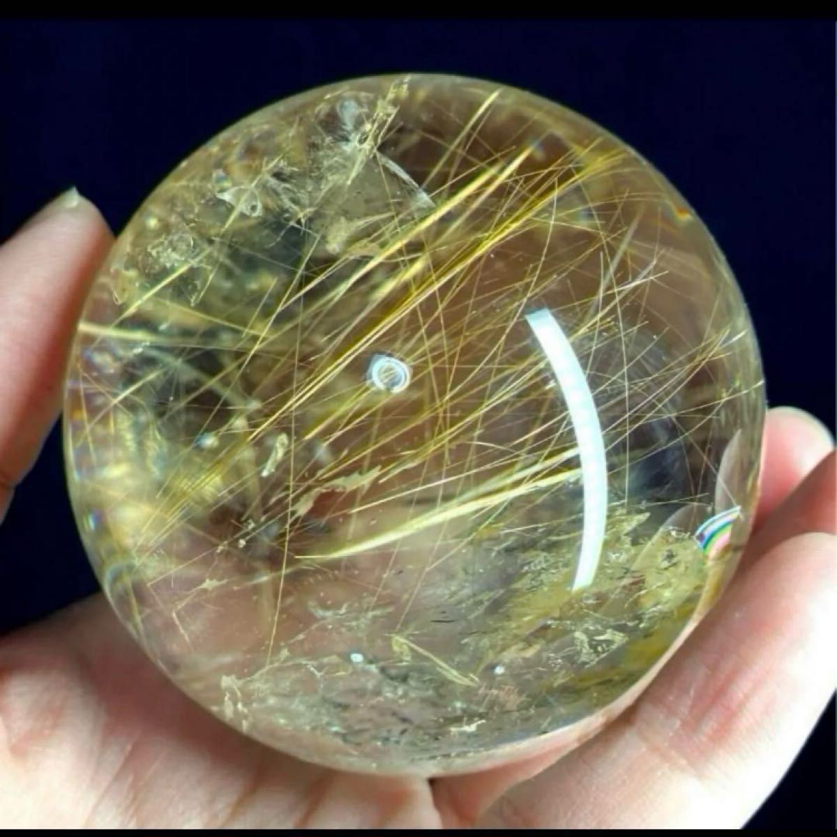 超絶綺麗✨50mm ゴールドルチルクォーツ丸玉スフィア金針水晶