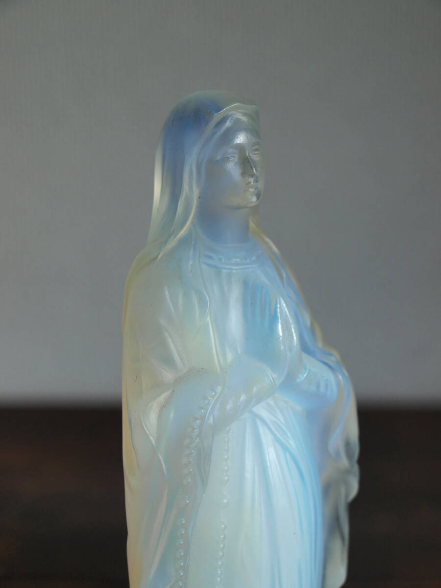 美しいオパールガラス ルルドの聖母像 高20.5cm 聖母マリア 1920年