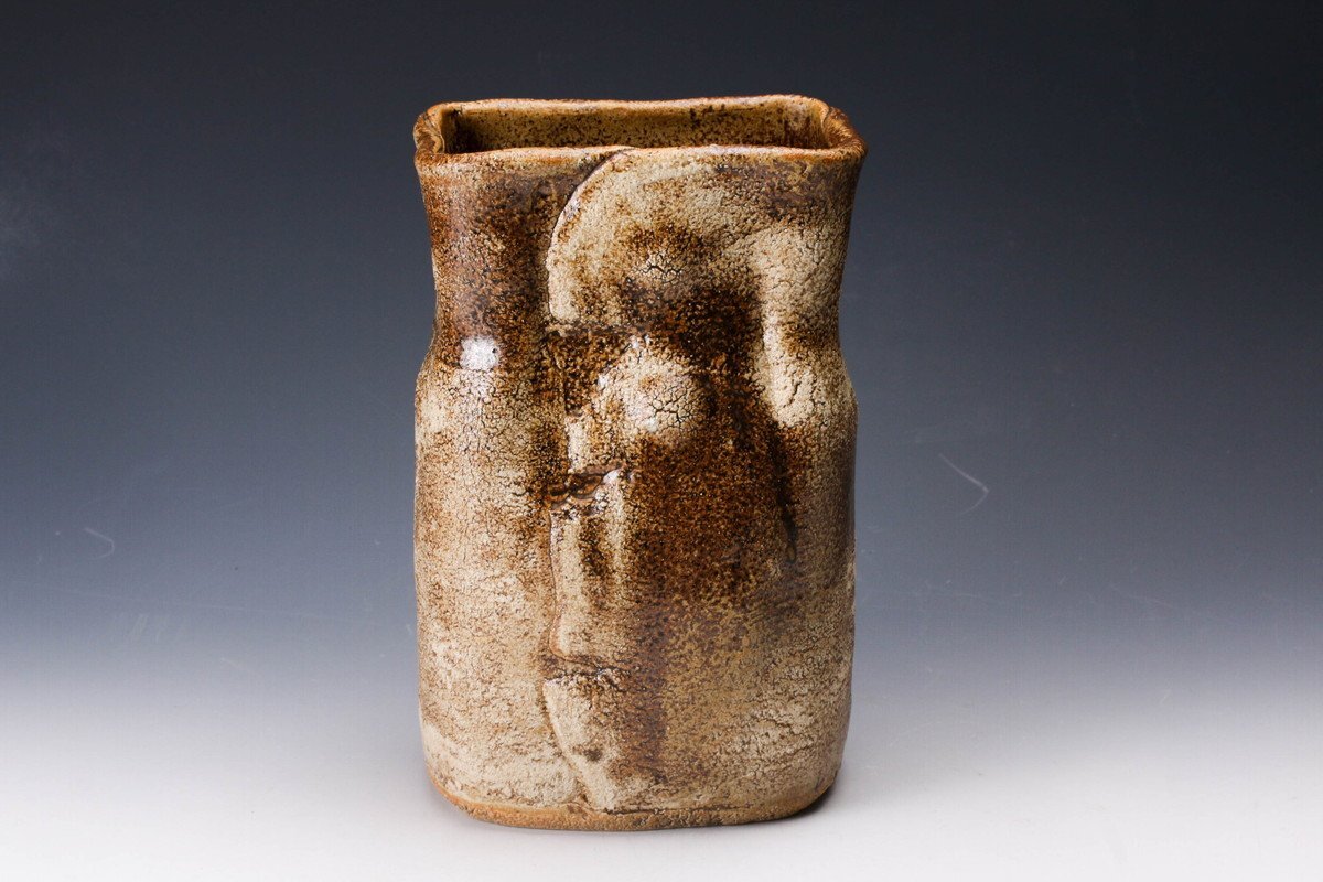 値下げ】 水差 染付 河本五郎 染付四方水差 茶道具 瀬戸 河本礫