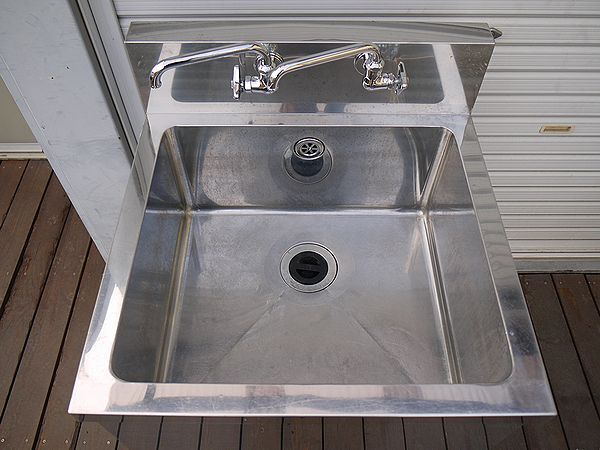 業務用 1槽シンク 二口蛇口付き 幅600×奥600×高