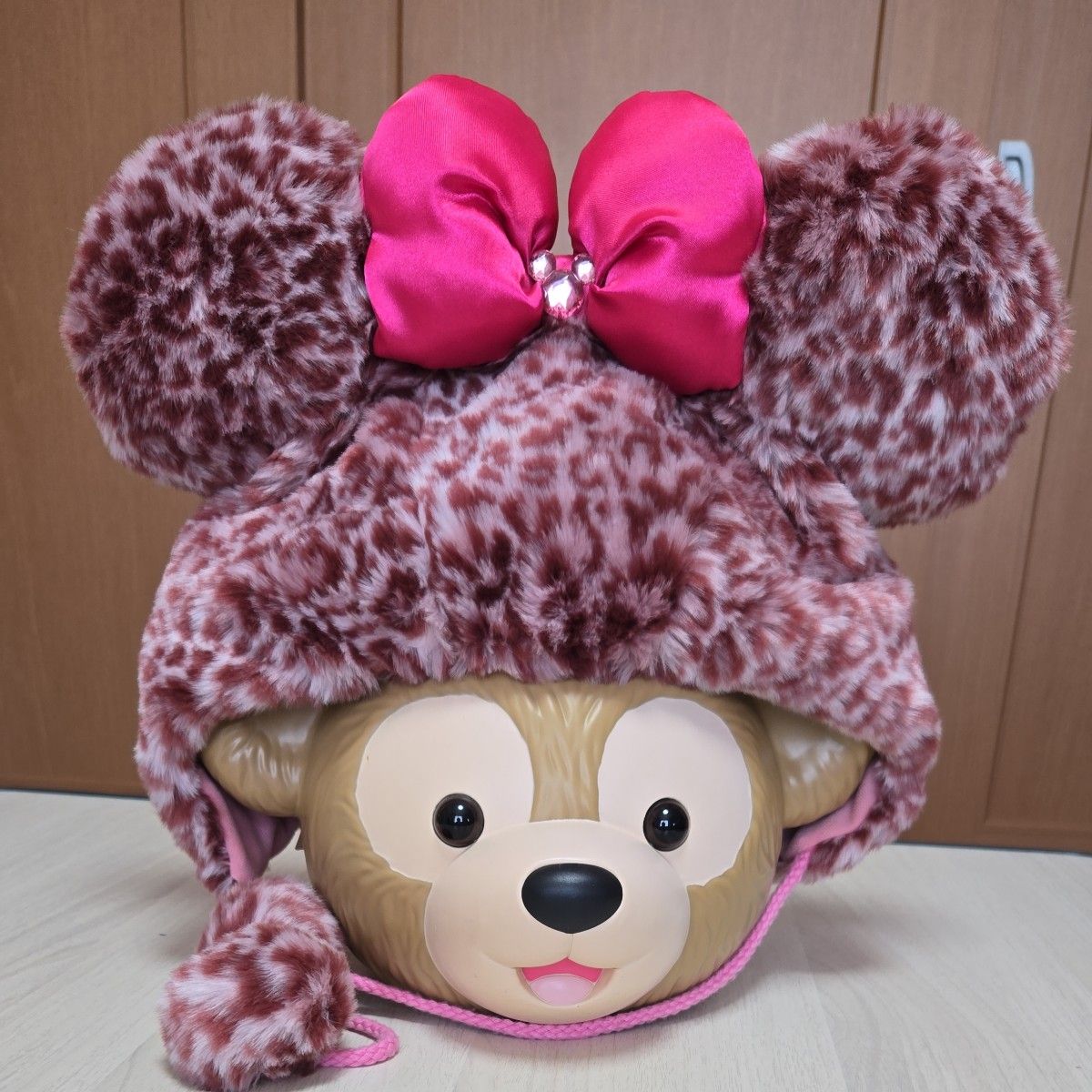 ディズニーファンキャップ ヒョウ柄ミニーちゃん ピンク&茶