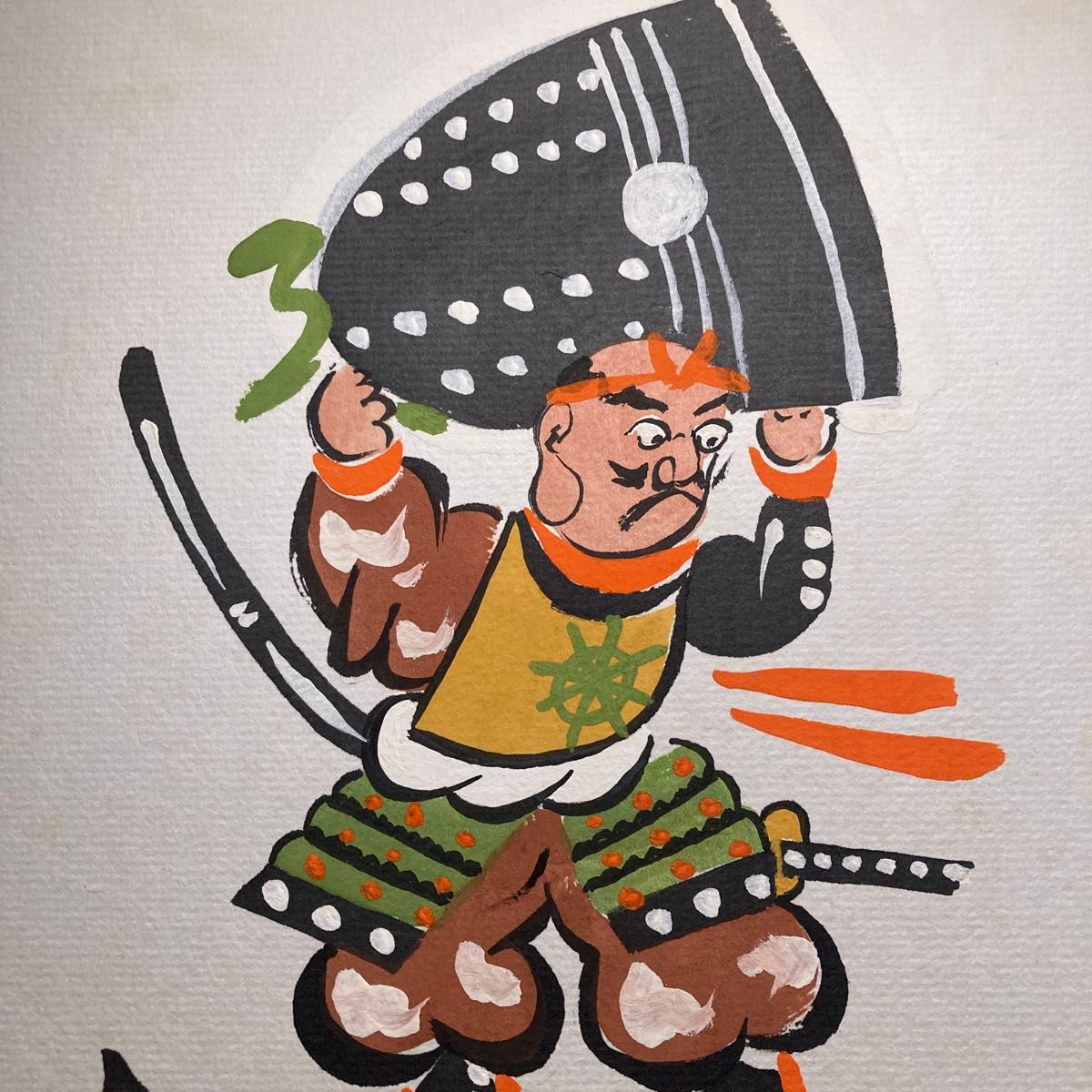 大津絵 釣鐘弁慶(つりがねべんけい) 肉筆画 色紙 絵 和風 伝統 和の絵