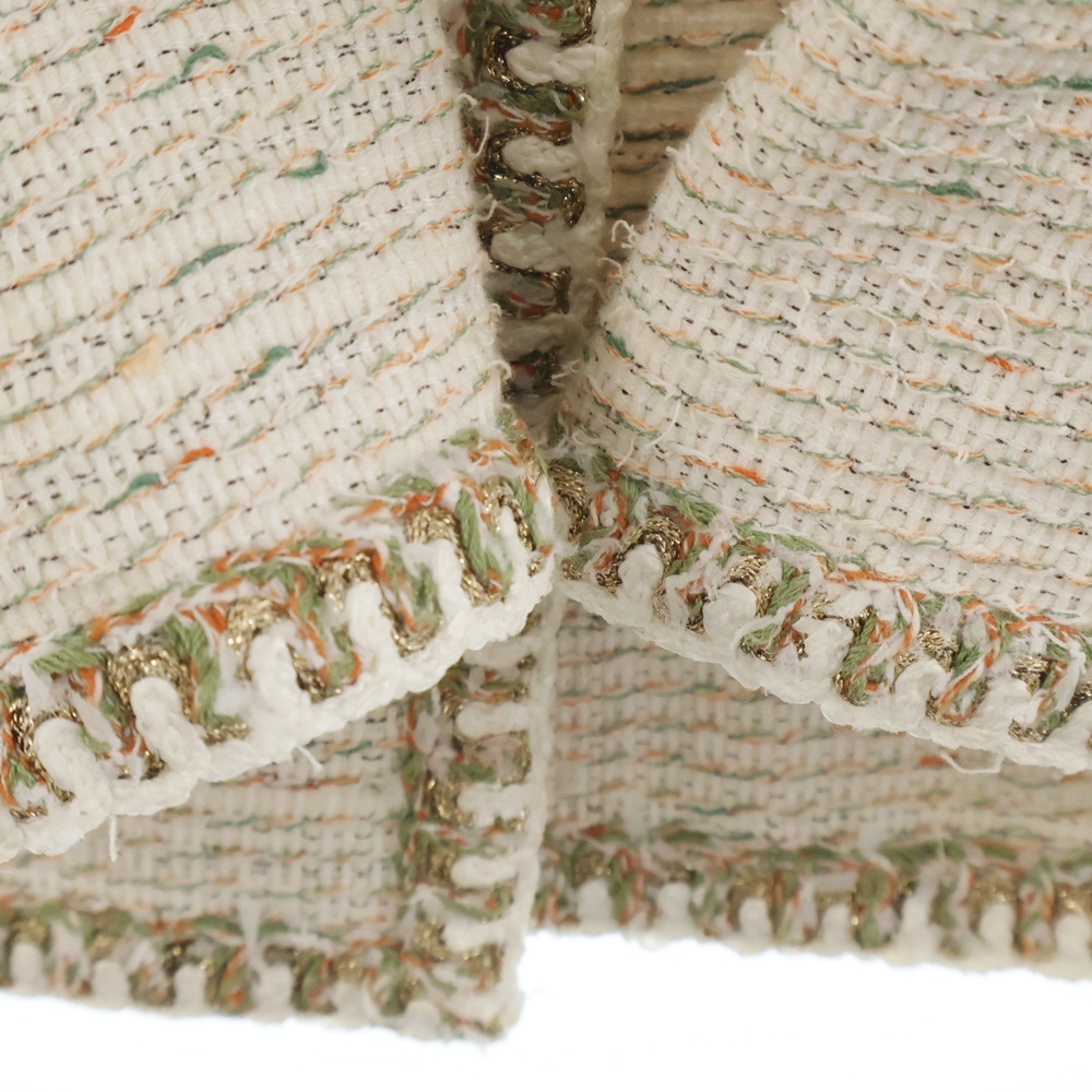 CHANEL シャネル ココマークボタン ツイードノーカラージャケット