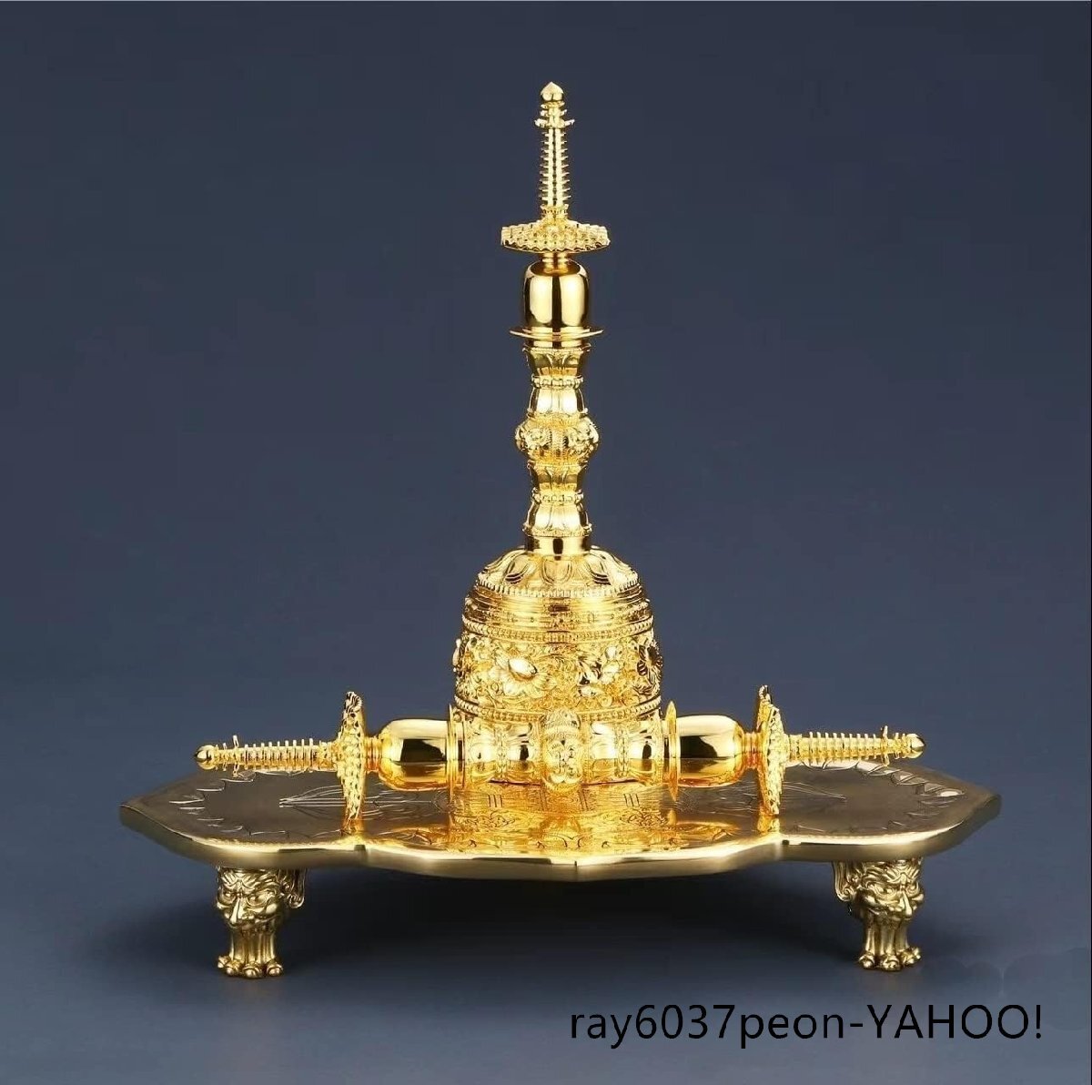 修縁堂】真言宗 法器 真鍮製 鬼面独鈷金剛鈴 修縁堂】真言宗 法器 真鍮