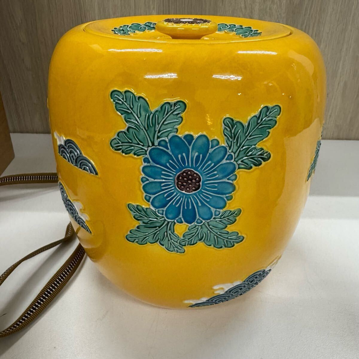 イ481 皆具『赤沢露石作』『黄交趾皆具共箱』水指建水杓立蓋置茶道具