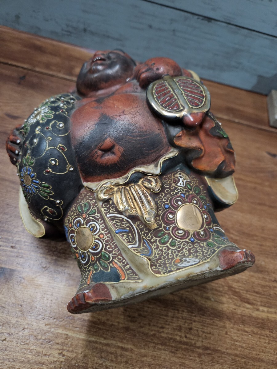 日本のアンティーク 九谷焼 布袋様 七福神 古美術 置物 オブジェ 和