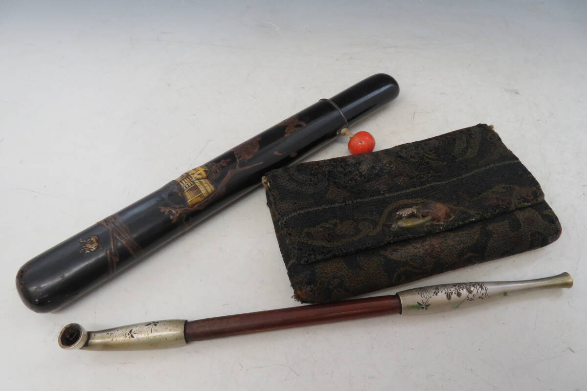 20kと銀のキセル、煙草入れ 20kと銀のキセル、煙草入れ 20kと銀の