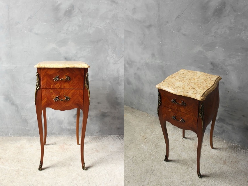 アンティーク 大理石天板 サイドテーブル ナイトテーブル