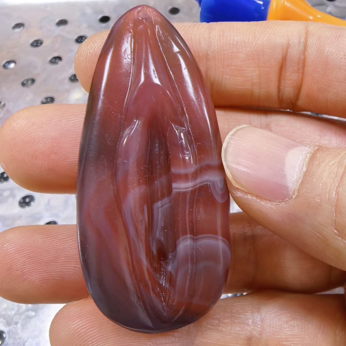 縁結び 女陰 ヌードメノウ 生命の源 女性器 趣味 天然石 瑪瑙 彫り物D6