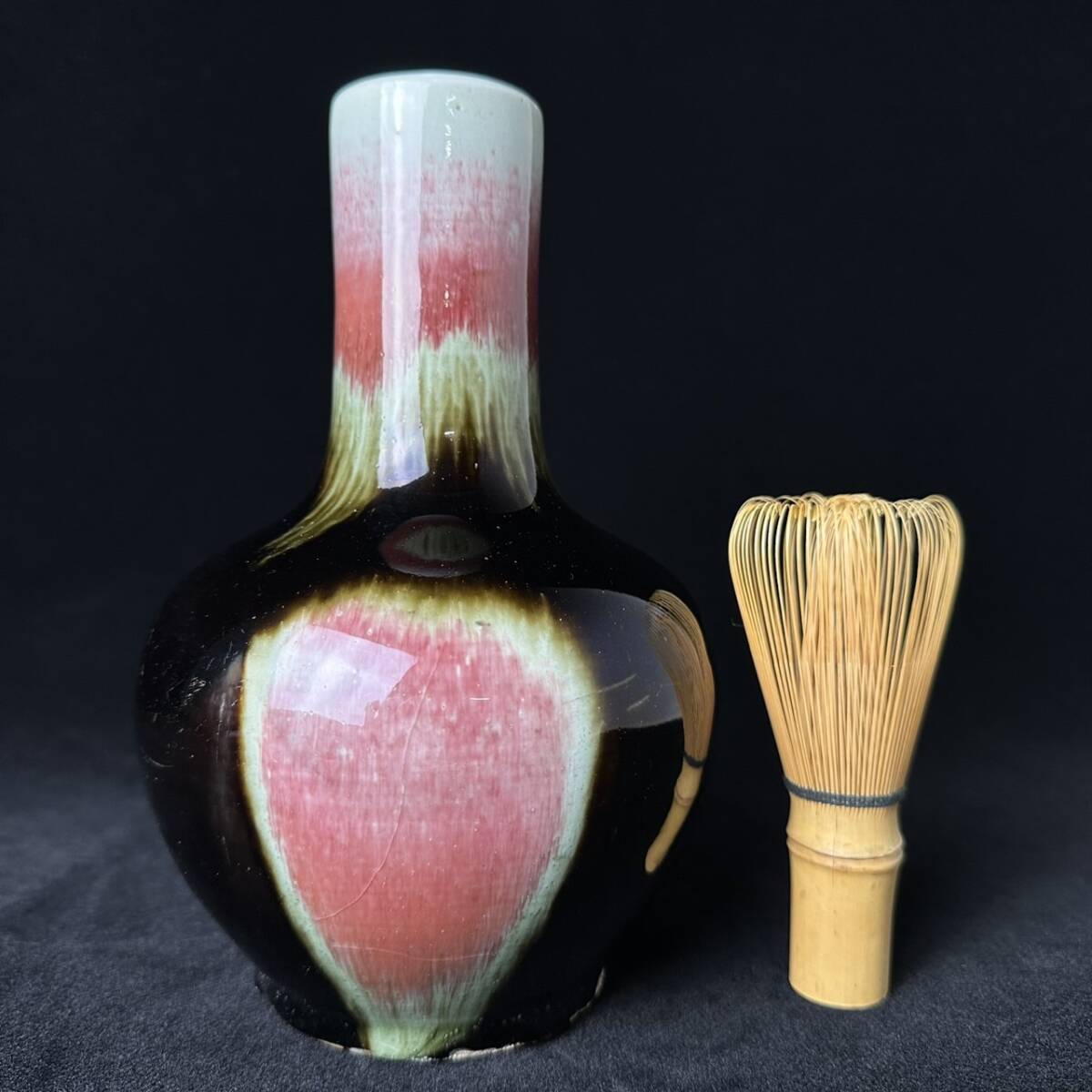 中国美術 清乾隆 紅釉直径瓶 紅釉長頸瓶 辰砂花瓶 - メルカリ 中国美術