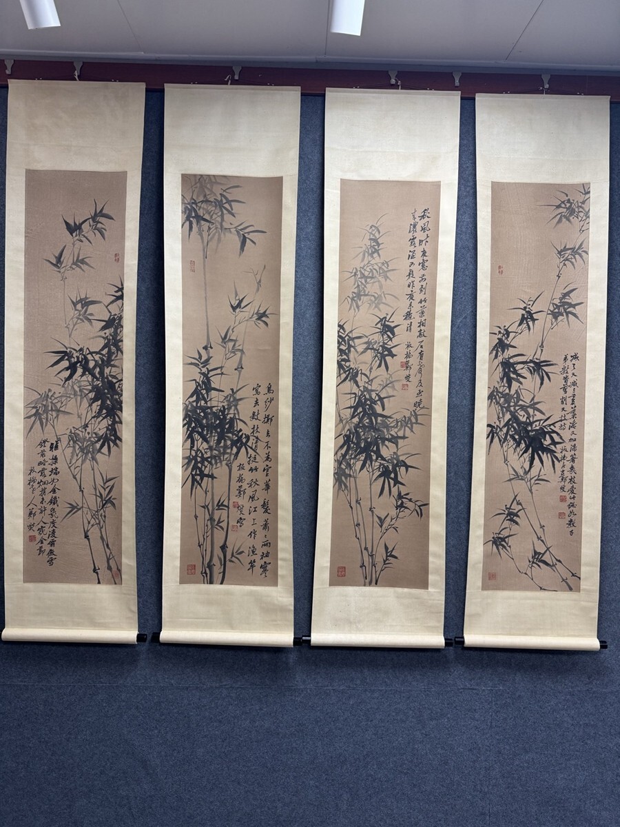 鄭板橋 『墨竹図』 中国 書画掛軸 肉筆紙本